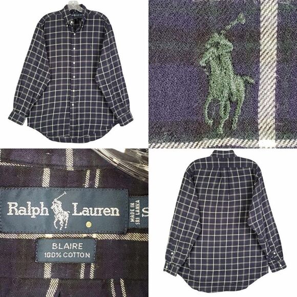 Polo Ralph Lauren Oxford Shirt Men's Size Small Blue Plaid LS Blaire Button Down - Picture 1 of 12